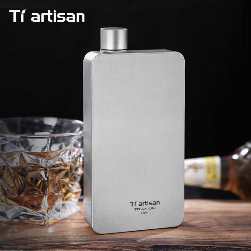 Camping Cooking Utilities - Tiartisan 400 ml Titan-Flachmann, Whisky-Weintopf, Outdoor-Camping,
