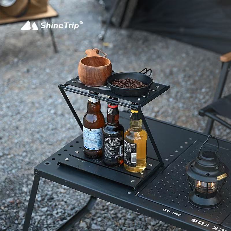 Camping Cooking Utilities - ShineTrip Z-Typ Faltbares Campinggestell 2-stufiges Aluminium