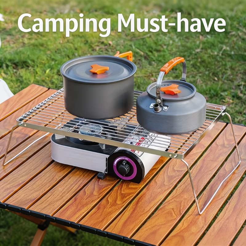Camping Cooking Utilities - Tragbarer, faltbarer Lagerfeuerständer aus Edelstahl –