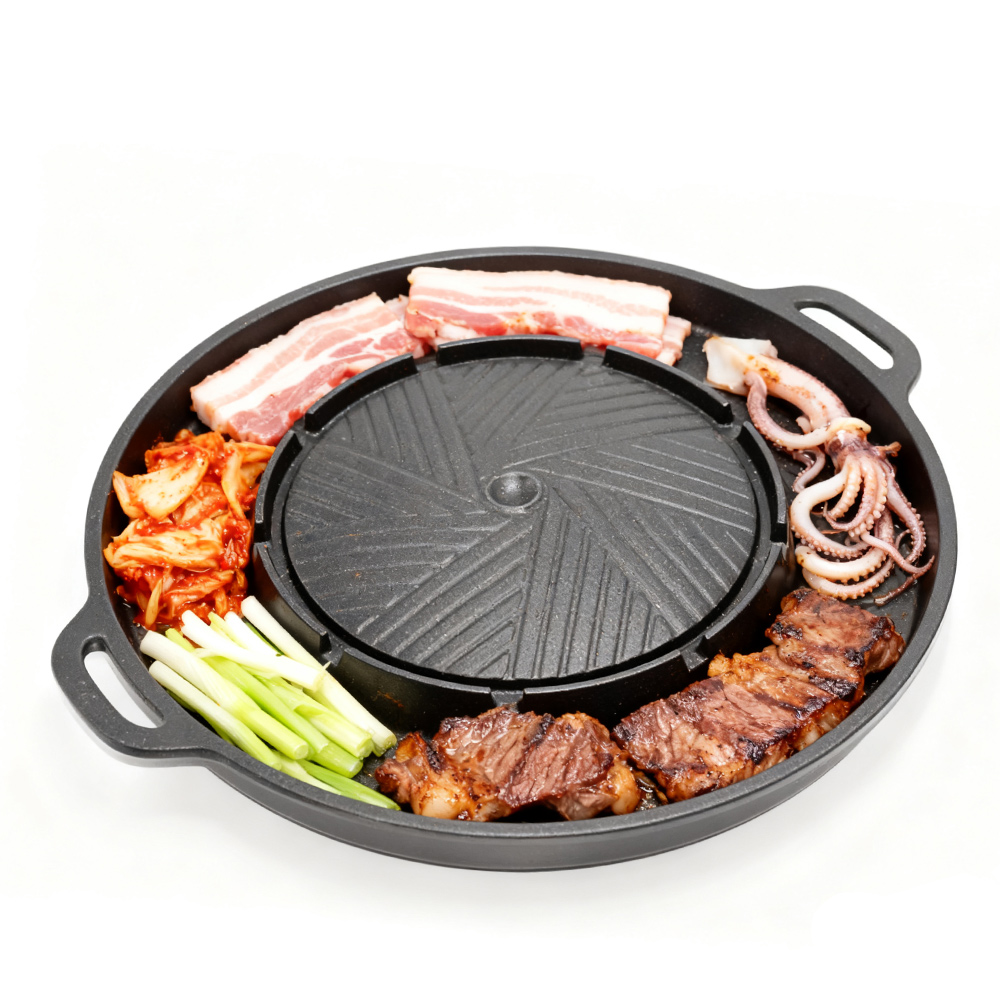 Camping Cooking Disc - KOSUN Koreanische BBQ-Grillpfanne, 2-in-1, runde Grill-Sharing-Platte
