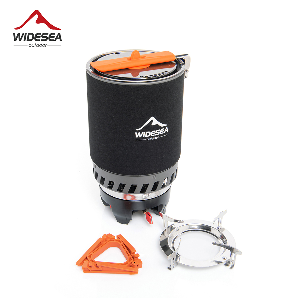 Camping Hiking Cooking - Widesea Camping-Kochsystem mit Wärmetauscher, Outdoor-Gasbrenner, Herd,