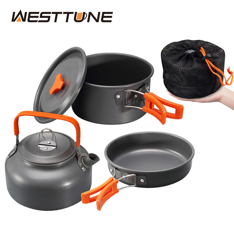 Camping Cooking Utilities - WESTTUNE Camping-Kochgeschirr-Set, Aluminium, für den Außenbereich,