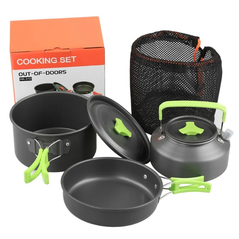 Camping Cooking And Cutlery Set - Camping-Kochset, Outdoor-Küchenausrüstung, Tragbares Aluminium-Geschirr, Töpfe, Schüsseln,
