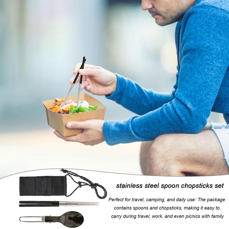 Camping Cooking And Cutlery Set - Faltbare Löffel-Essstäbchen für Reisen, Camping, Ess-Set
