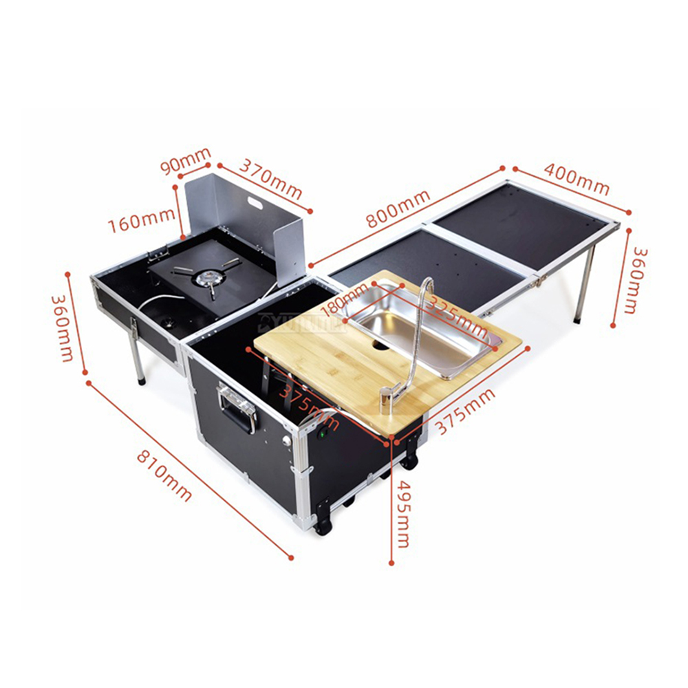 Camping Cooking Table With Storage - Mobile Outdoor-Küche, Kochbox, Aufbewahrungsbox, Tisch, Fahrzeugmontierter