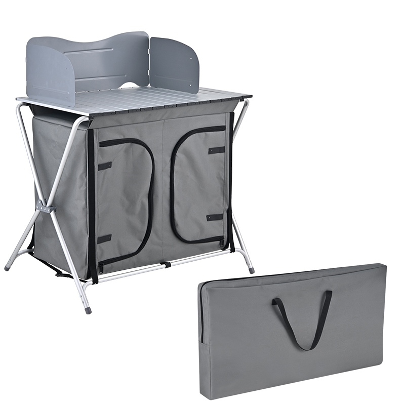 Camping Cooking Table With Storage - Aluminium Klappbarer Outdoor Tragbarer Koch- und