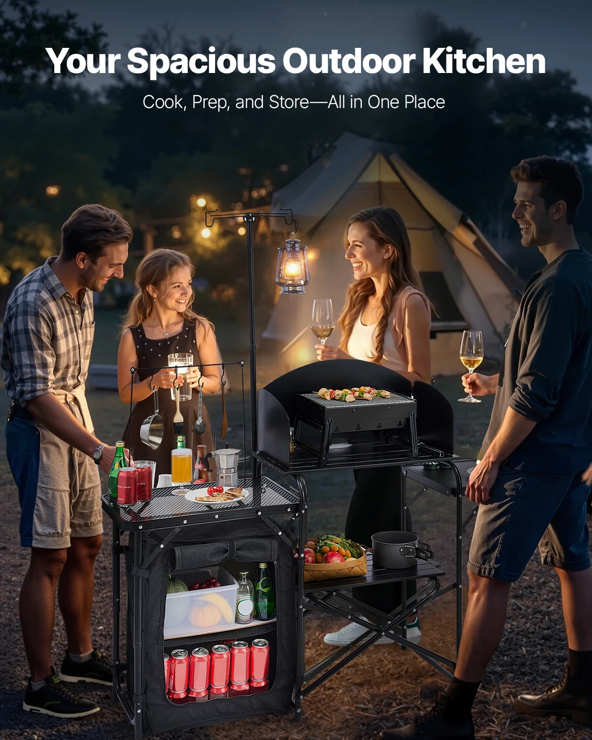 Klappbarer Campingtisch, Outdo – Camping Cooking Table With Storage Bewertung und Preis