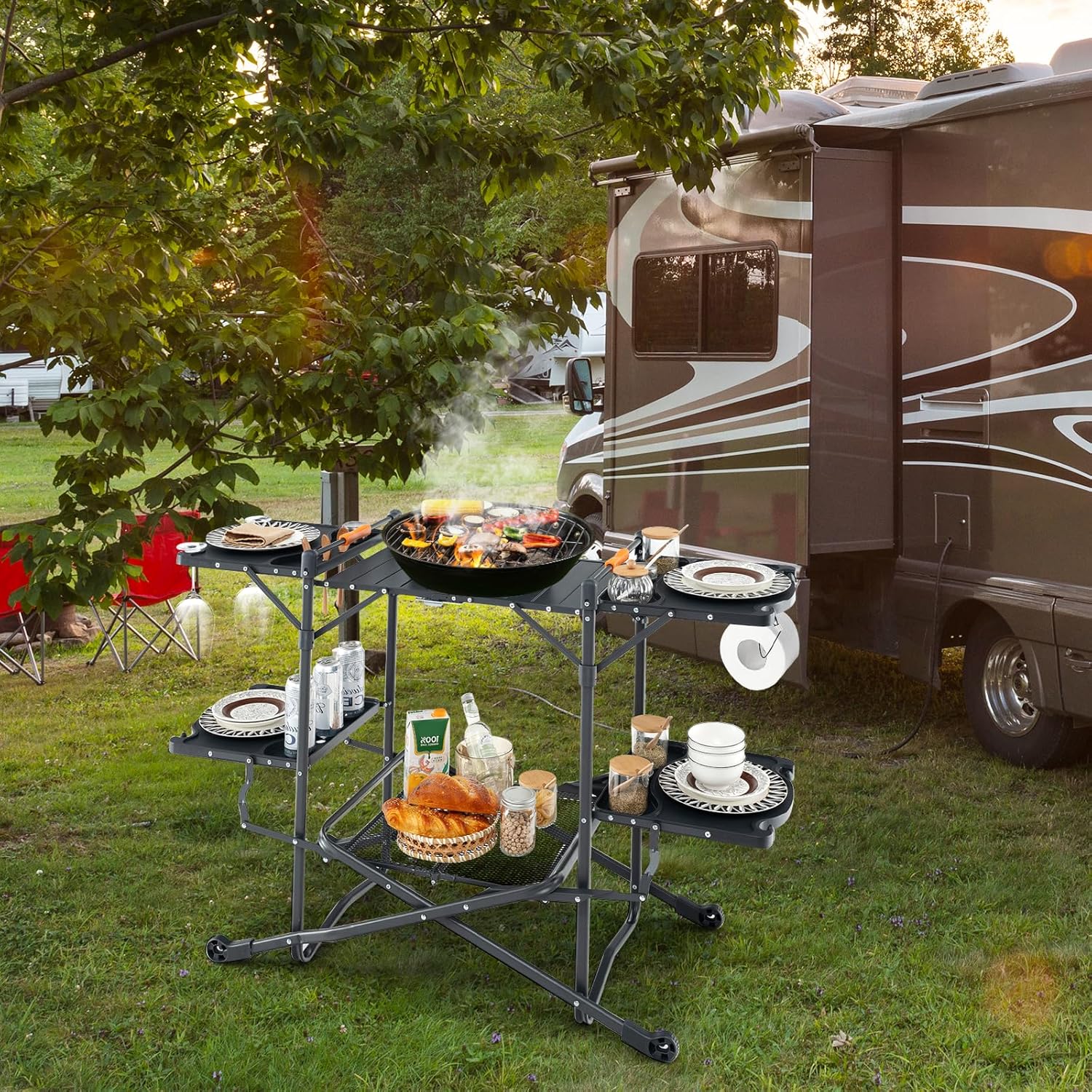 Tragbarer Camping-Kochtisch mi – Camping Cooking Table With Storage Bewertung und Preis