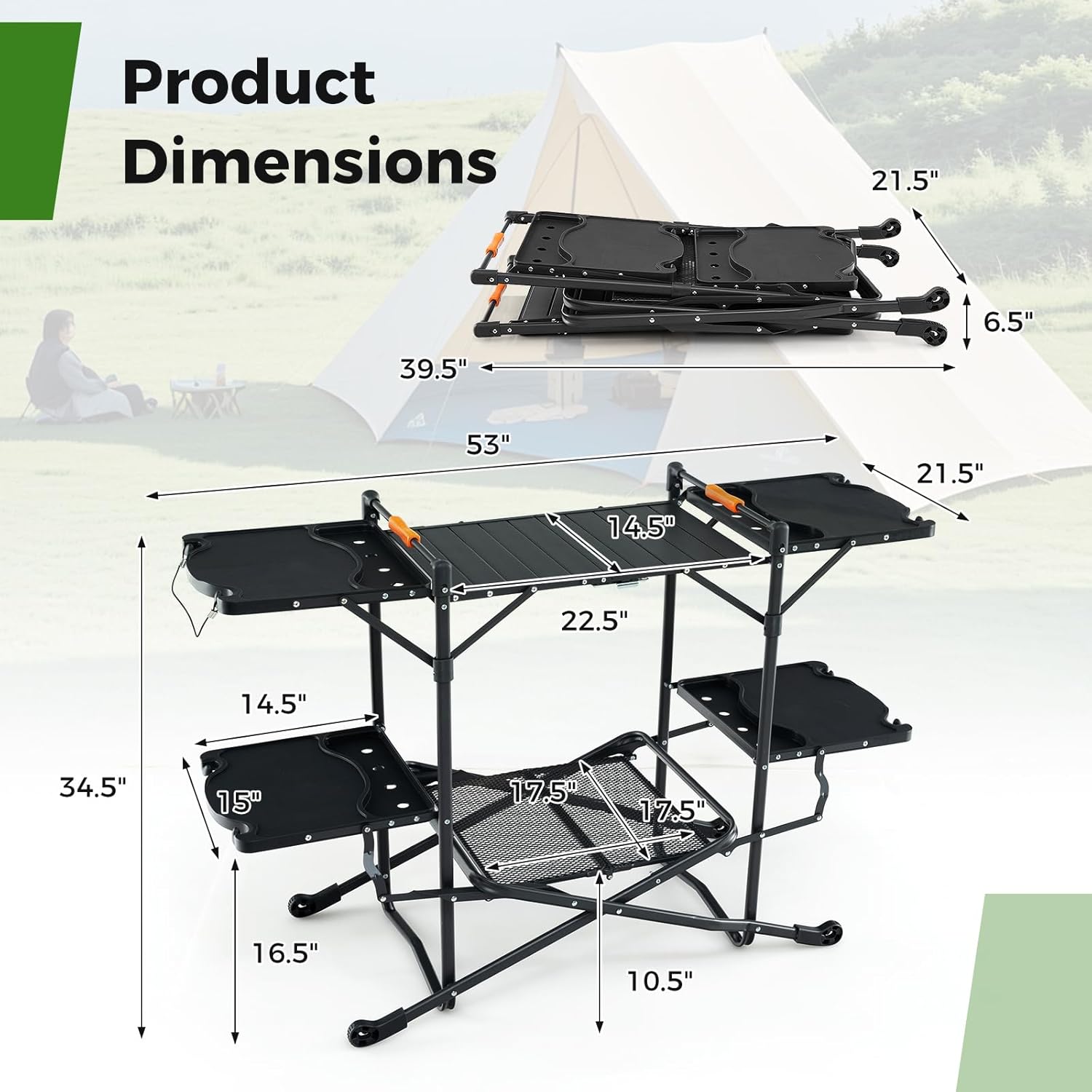 Tragbarer Camping-Kochtisch mi – Camping Cooking Table With Storage Bewertung und Preis