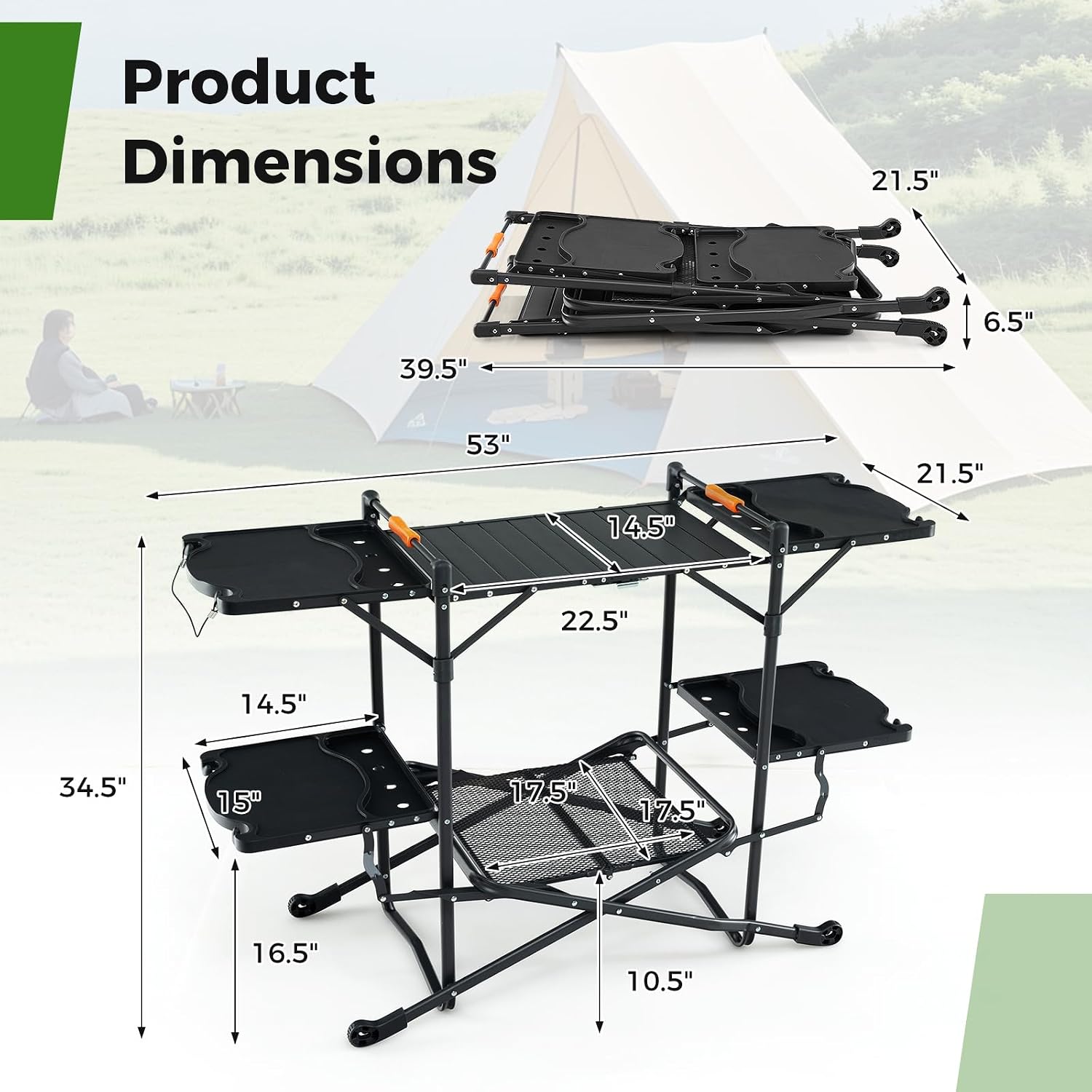 Tragbarer Outdoor-Klapptisch m – Camping Cooking Table With Storage Bewertung und Preis