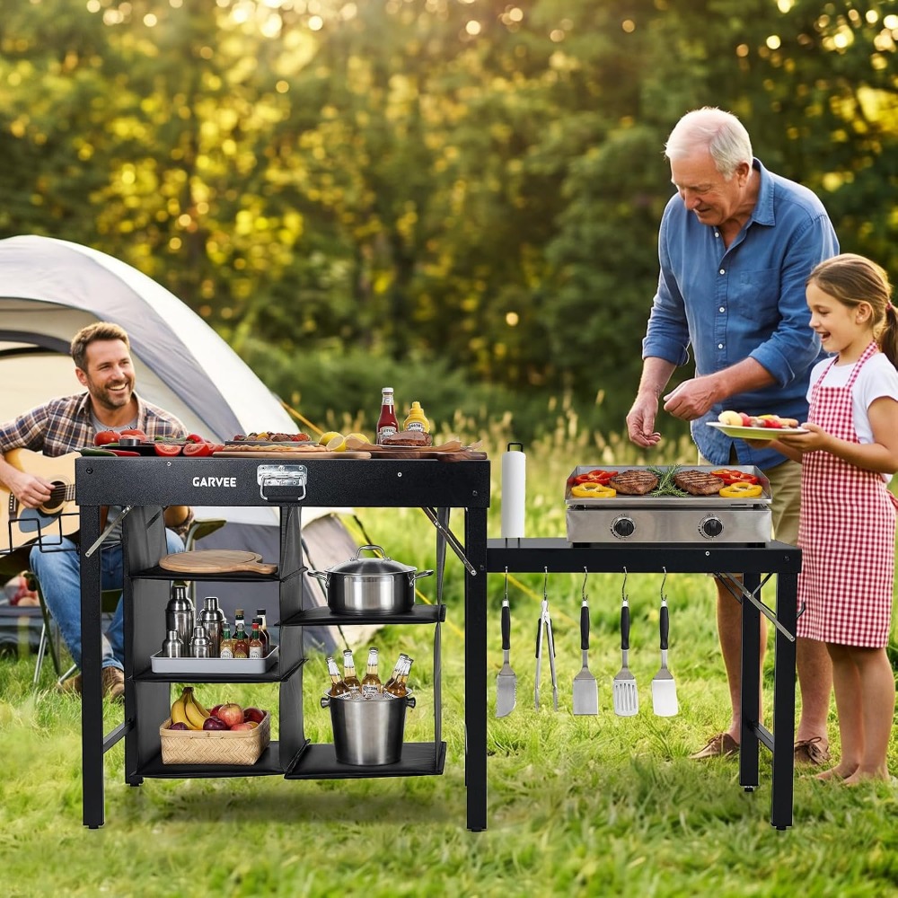 Klappbarer Metall-Grilltisch m – Camping Cooking Table With Storage Bewertung und Preis