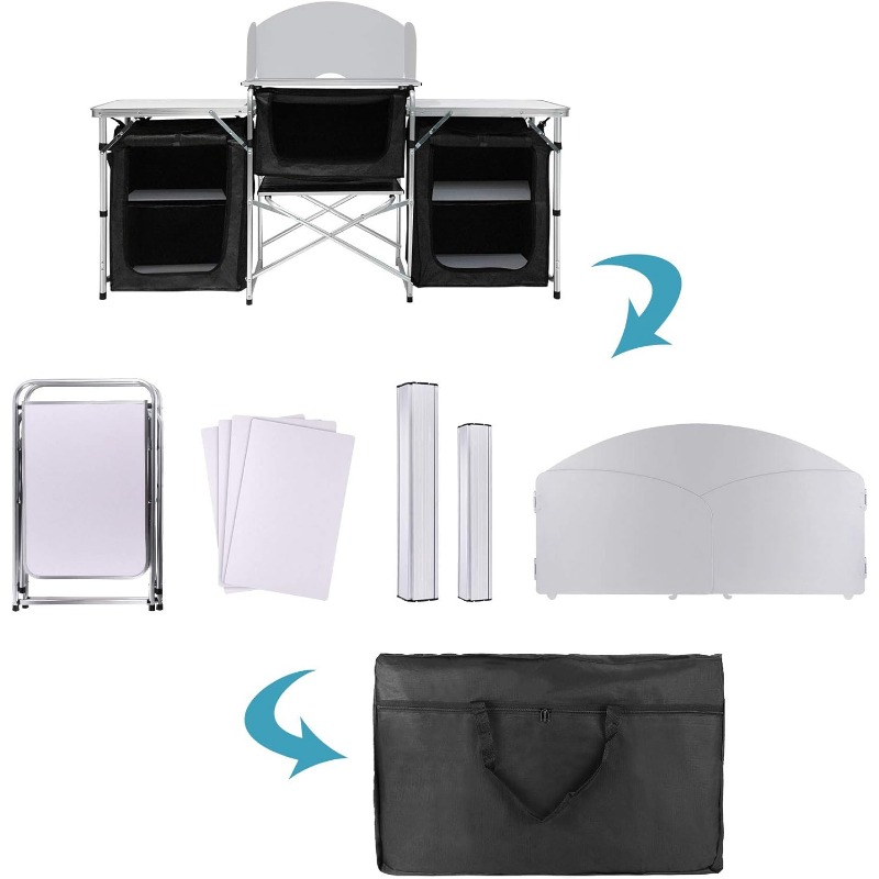 Heißer verkauf Outdoor Camping – Camping Cooking Table With Storage Bewertung und Preis