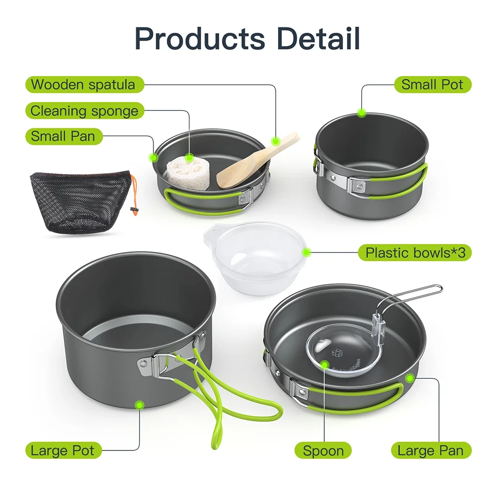 Outdoor-Kochgeschirr-Set für 2 – Camping Cooking Materials Bewertung und Preis