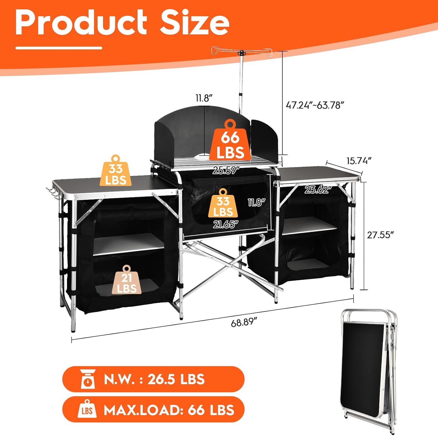 Aluminium Klappbarer Camping-K – Camping Cooking Table With Storage Bewertung und Preis
